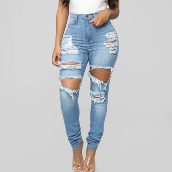 Fashion Nova Denim - Distressed Ripped Jeans